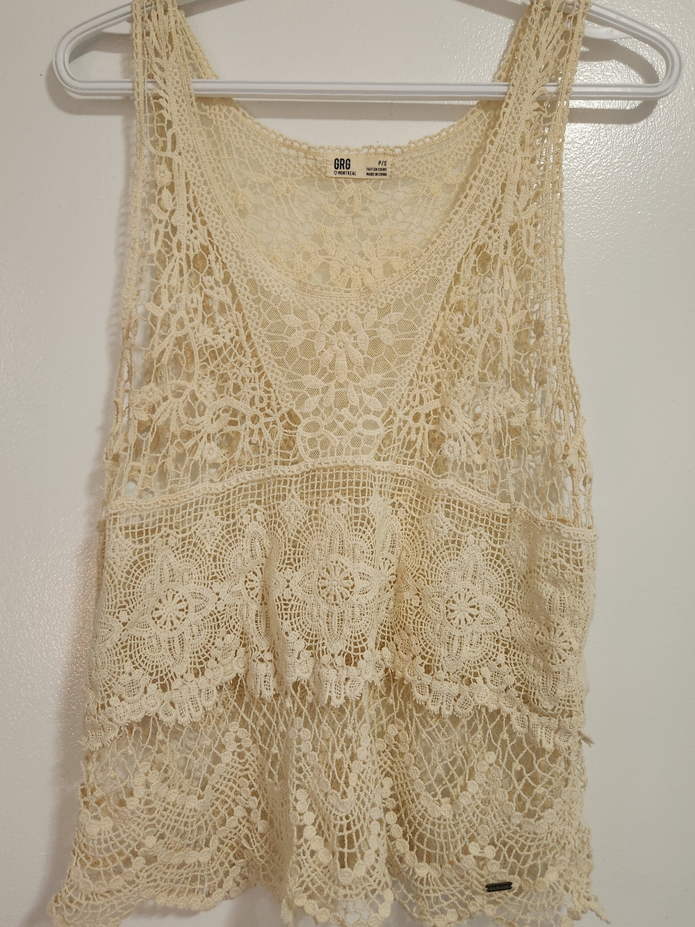 Crochet Lace Tank Top in Cream